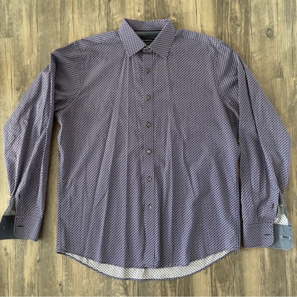 Bugatchi Uomo Men’s Shaped Fit Collared Button Down Dress Shirt Size Large